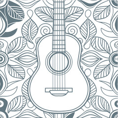 music notes design with a floral background and a symbol for music.