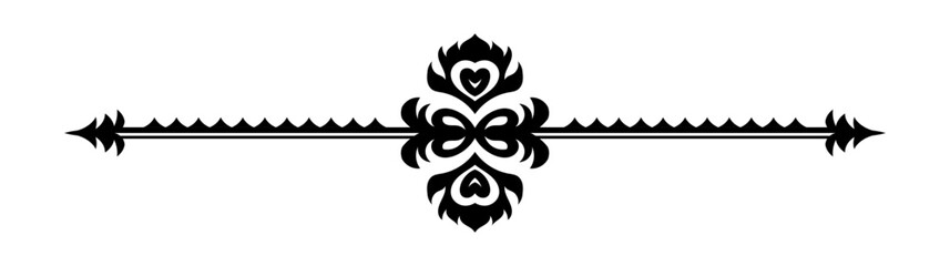 Vintage filigree border element. Ornate ornament border divider vector. Decorative line for page, template, poster, greeting card, wedding invitation, menu, certificate.