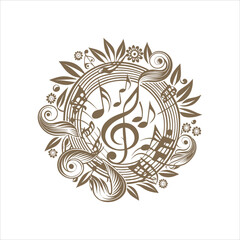 Obraz premium music notes design with a floral background and a symbol for music.