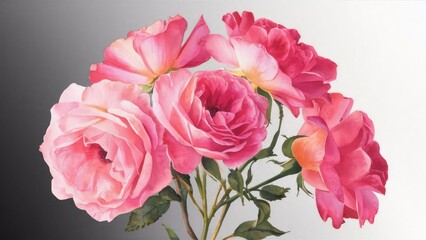 Fototapeta premium watercolor pink rose flower bouquet