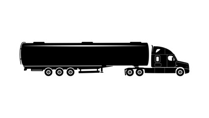 Truck with tank, black isolated silhouette