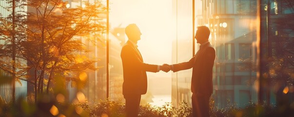 Embracing the Energy of a New Business Partnership at Modern Office