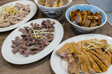 Taiwanese cuisine soy sauce marinated goose and meat in the restaurant