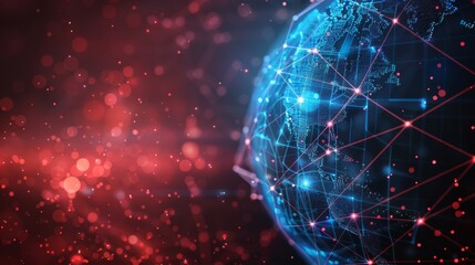 Globe with global connection lines and lights. Worldwide technology concept.