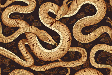 brown Snakes Background Tile | Reptilian Design | Serpent Patterns, Vibrant brown, Nature-inspibrown Texture, Wildlife Aesthetic
