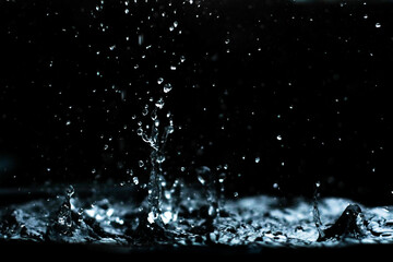 Texture of rain and fog on a black background overlay effect, Abstract splashes of rain water