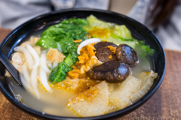 Cantonese cart noodles bowl in restaurant