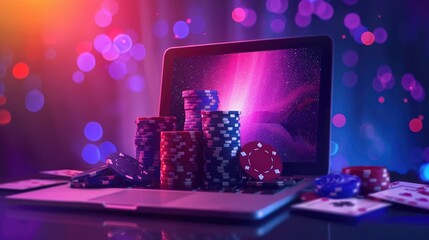 Concept of poker game, Casino party and casino web banner background - obrazy, fototapety, plakaty