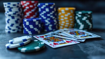 Concept of poker game, Casino party and casino web banner background