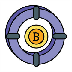 Bitcoin and Cryptocurrency Color Outline Icon Style