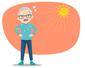 elderly thirsty from heat of the summer sun