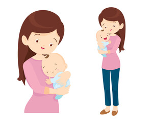 Fototapeta premium Beautiful woman holds a baby in her arms