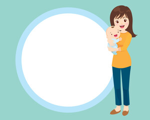 Beautiful woman holds a baby in her arms