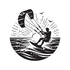 kitesurfing silhouette illustration icon