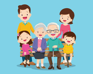 Big happy multi-generational family siblings relatives portrait