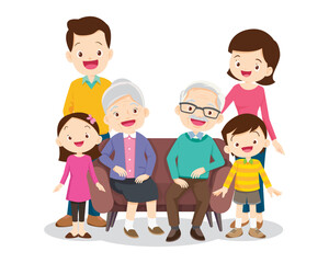 Big happy multi-generational family siblings relatives portrait