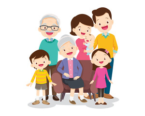 Big happy multi-generational family siblings relatives portrait