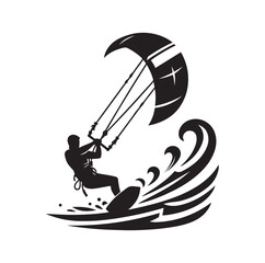 kitesurfing silhouette illustration icon