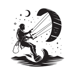 kitesurfing silhouette illustration icon