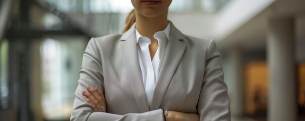 Torso of a female leader in a light grey business suit, emphasizing her administrative and academic role at the Faculty of Medicine