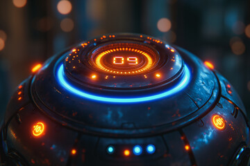 A glowing orb with a glowing number 9 on it