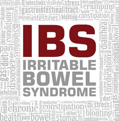 Obraz premium IBS Irritable Bowel Syndrome word cloud conceptual design isolated on white background.