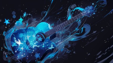 Obraz premium A magical starry guitar that summons the oldest souls from the depths of the universe.