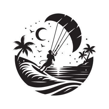 kitesurfing silhouette illustration icon