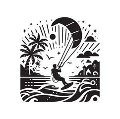 kitesurfing silhouette illustration icon