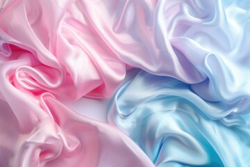 Obraz premium Elegant Pink and Blue Silky Fabric Waves in Soft Light for Luxurious Background
