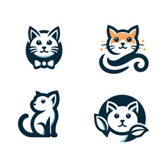 Illustration Animal Cute Cat Logo Vactor