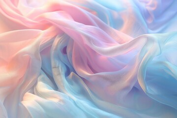 Fototapeta premium Colorful Pastel Fabric Waves Background with Soft Silk Textures Touch of Light and Grace