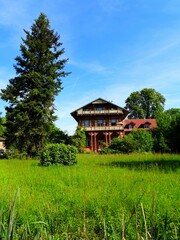 Europe , France , Alsace , Haut Rhin , building of the Petite Camargue Alsacienne fish farm