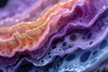 Close-up image revealing intricate details and vivid colors of a fluid art texture with a marbled...