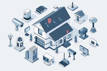 Fototapeta premium Broad network sensors provide a watchful eye on integrated security systems, bolstering alarm systems and IoT integration for enhanced surveillance.