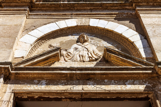 Facade of the San Pietro in Selci church in Volterra, Tuscany, Italy, Europe