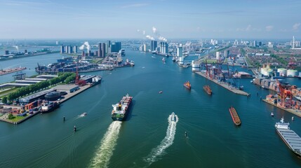 Fototapeta na wymiar The Port Economy of Rotterdam
