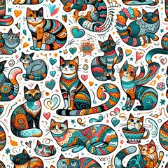 A pattern of cats and hearts image attractive has illustrative meaning has illustrative meaning has illustrative meaning illustrator.