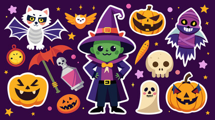 A set of stickers for halloween