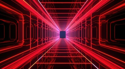  Abstract tunnel of light and new highlights. Abstract neon light background, Generative AI
