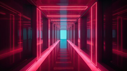  Abstract tunnel of light and new highlights. Abstract neon light background, Generative AI
