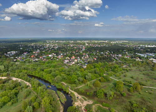 The Świder River and the town of Otwock J&oacute;zef&oacute;w in the distance, Masovia, Poland