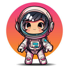 Cute cartoon Girl in astronaut suite