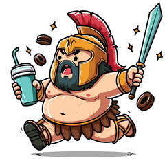 Fat Sparta warrior chibi cartoon