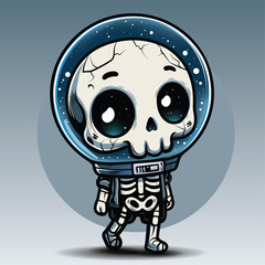 skeleton in space suite cartoon