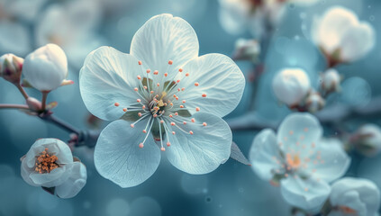 Closeup Shot of Delicate White Flowers Blooming in a Soft-Focused Background