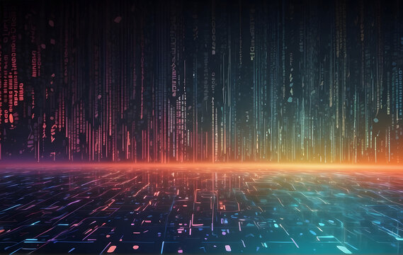 Background featuring a stream of binary code with 0s and 1s cascading down, Technological background