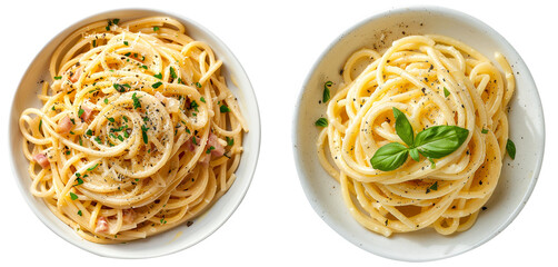 carbonara spaghetti isolated on transparent background	