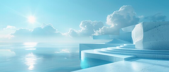 Fototapeta premium A blue sky with a large white cloud in the background