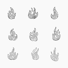 Fire doodle line vector illustration